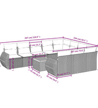 11-tlg. Garten-Sofagarnitur mit Kissen Beige Poly Rattan