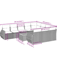 11-tlg. Garten-Sofagarnitur mit Kissen Beige Poly Rattan