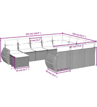 11-tlg. Garten-Sofagarnitur mit Kissen Beige Poly Rattan