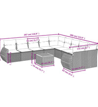 11-tlg. Garten-Sofagarnitur mit Kissen Beige Poly Rattan