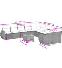 11-tlg. Garten-Sofagarnitur mit Kissen Beige Poly Rattan