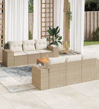 7-tlg. Garten-Sofagarnitur mit Kissen Beige Poly Rattan