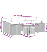 7-tlg. Garten-Sofagarnitur mit Kissen Beige Poly Rattan