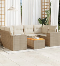 7-tlg. Garten-Sofagarnitur mit Kissen Beige Poly Rattan