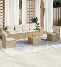 7-tlg. Garten-Sofagarnitur mit Kissen Beige Poly Rattan