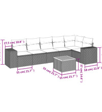 7-tlg. Garten-Sofagarnitur mit Kissen Beige Poly Rattan