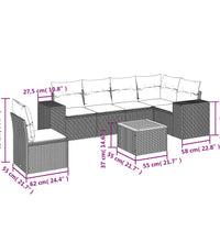 7-tlg. Garten-Sofagarnitur mit Kissen Beige Poly Rattan