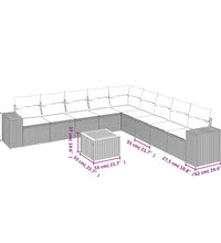 10-tlg. Garten-Sofagarnitur mit Kissen Grau Poly Rattan
