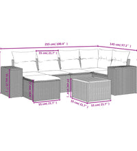 7-tlg. Garten-Sofagarnitur mit Kissen Beige Poly Rattan