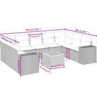 10-tlg. Garten-Sofagarnitur mit Kissen Schwarz Poly Rattan