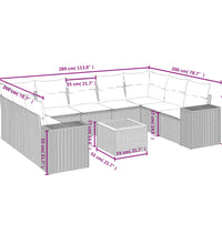 10-tlg. Garten-Sofagarnitur mit Kissen Schwarz Poly Rattan