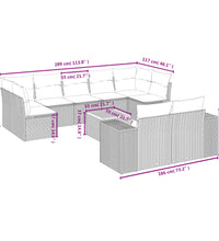 10-tlg. Garten-Sofagarnitur mit Kissen Schwarz Poly Rattan