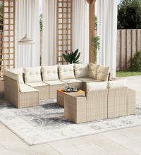 10-tlg. Garten-Sofagarnitur mit Kissen Beige Poly Rattan