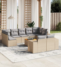 10-tlg. Garten-Sofagarnitur mit Kissen Beige Poly Rattan