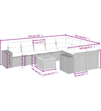 10-tlg. Garten-Sofagarnitur mit Kissen Grau Poly Rattan