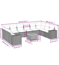 11-tlg. Garten-Sofagarnitur mit Kissen Beige Poly Rattan