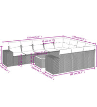 11-tlg. Garten-Sofagarnitur mit Kissen Beige Poly Rattan