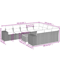 11-tlg. Garten-Sofagarnitur mit Kissen Beige Poly Rattan