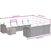 11-tlg. Garten-Sofagarnitur mit Kissen Beige Poly Rattan