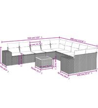 11-tlg. Garten-Sofagarnitur mit Kissen Beige Poly Rattan