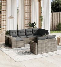 10-tlg. Garten-Sofagarnitur mit Kissen Hellgrau Poly Rattan