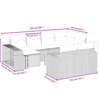11-tlg. Garten-Sofagarnitur mit Kissen Schwarz Poly Rattan