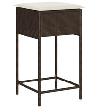 3-tlg. Gartenbar-Set mit Kissen Braun Poly Rattan