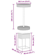 3-tlg. Gartenbar-Set mit Kissen Braun Poly Rattan