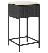 3-tlg. Gartenbar-Set mit Kissen Schwarz Poly Rattan