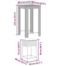 5-tlg. Gartenbar-Set mit Kissen Grau Poly Rattan