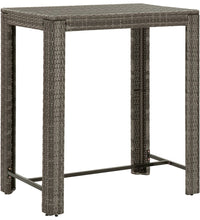 5-tlg. Gartenbar-Set mit Kissen Grau Poly Rattan