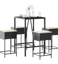 5-tlg. Gartenbar-Set mit Kissen Schwarz Poly Rattan