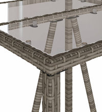 3-tlg. Gartenbar-Set mit Kissen Grau Poly Rattan