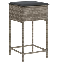 5-tlg. Gartenbar-Set mit Kissen Grau Poly Rattan