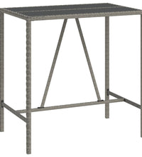 5-tlg. Gartenbar-Set mit Kissen Grau Poly Rattan