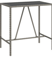 7-tlg. Gartenbar-Set mit Kissen Grau Poly Rattan