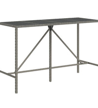 7-tlg. Gartenbar-Set mit Kissen Grau Poly Rattan