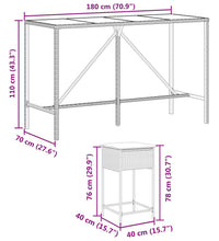 7-tlg. Gartenbar-Set mit Kissen Grau Poly Rattan