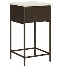 5-tlg. Gartenbar-Set mit Kissen Braun Poly Rattan