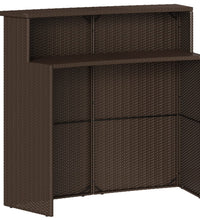 5-tlg. Gartenbar-Set mit Kissen Braun Poly Rattan