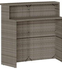 3-tlg. Gartenbar-Set mit Kissen Grau Poly Rattan