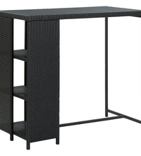 5-tlg. Gartenbar-Set mit Kissen Schwarz Poly Rattan