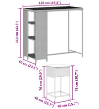 5-tlg. Gartenbar-Set mit Kissen Schwarz Poly Rattan