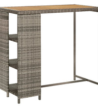 3-tlg. Gartenbar-Set mit Kissen Grau Poly Rattan