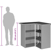 3-tlg. Gartenbar-Set mit Kissen Schwarz Poly Rattan