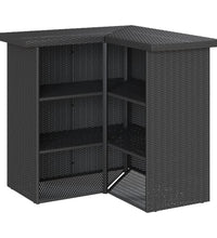 5-tlg. Gartenbar-Set mit Kissen Schwarz Poly Rattan