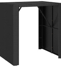 5-tlg. Gartenbar-Set mit Kissen Schwarz Poly Rattan