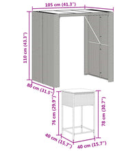 5-tlg. Gartenbar-Set mit Kissen Schwarz Poly Rattan