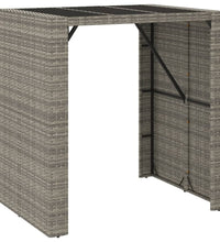 5-tlg. Gartenbar-Set mit Kissen Grau Poly Rattan