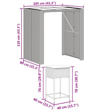 5-tlg. Gartenbar-Set mit Kissen Grau Poly Rattan